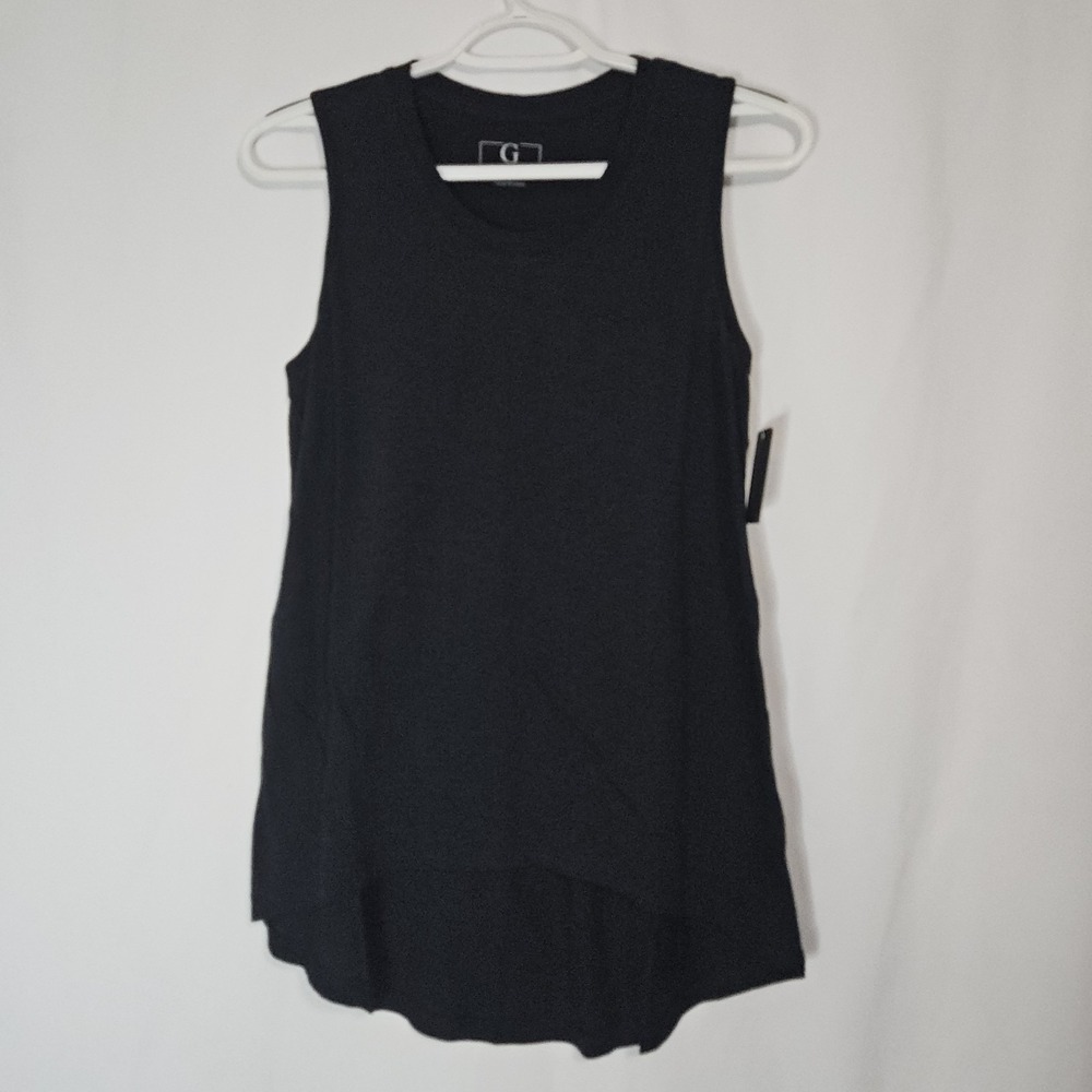 Tank‎ Top Womens XS Black New G by Giuliana High Low Hem Cotton Modal Minimalist